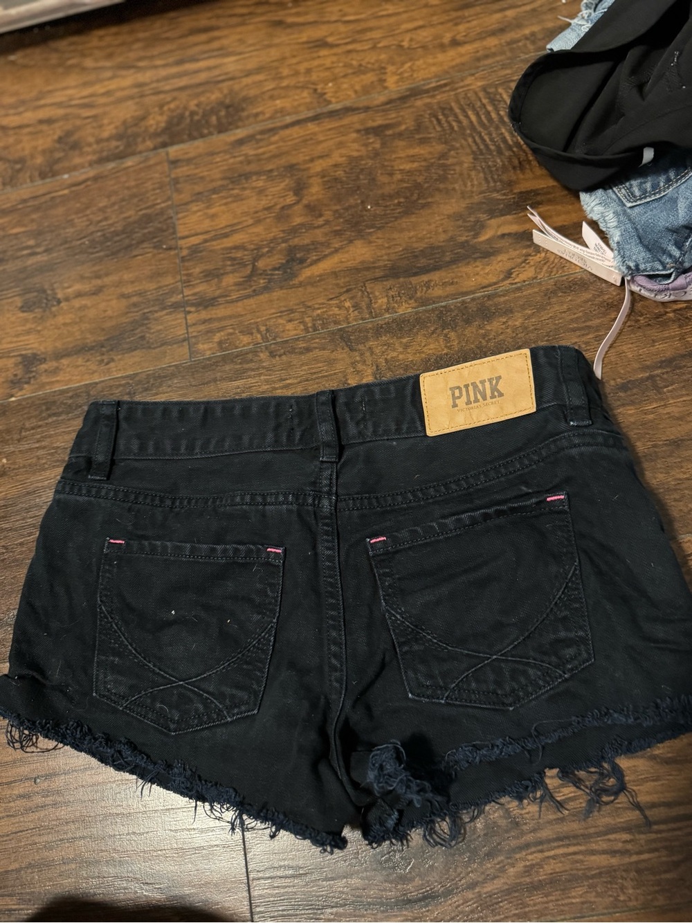 PINK Victoria's Secret Black Frayed Denim Cutoff Shorts